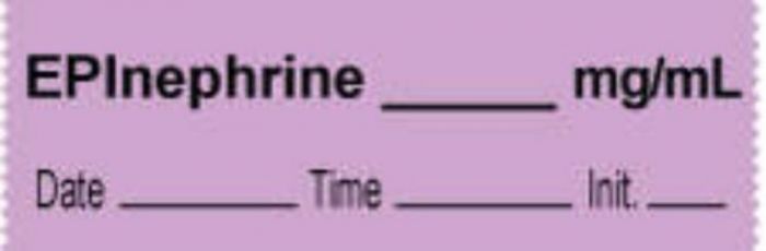 Anesthesia Tape with Date, Time & Initial (Removable) Epinephrine mg/ml 1/2" x 500" - 333 Imprints - Lilac - 500 Inches per Roll