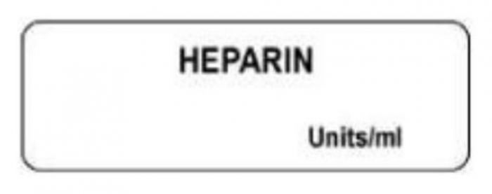 Anesthesia Label (Paper, Permanent) Heparin mg/ml 1 1/2" x 1/2" White - 1000 per Roll