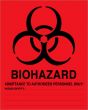 Hazard Label (Paper, Permanent) Biohazard  8"x10" Fluorescent Red - 50 Labels per Package