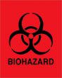 Hazard Label (Paper, Permanent) Biohazard  8"x10" Fluorescent Red - 50 Labels per Package