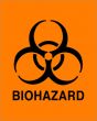 Hazard Label (Paper, Permanent) Biohazard  8"x10" Fluorescent Orange - 50 Labels per Package