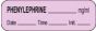 Anesthesia Label with Date, Time & Initial (Paper, Permanent) Phenylephrine mg/ml 1 1/2" x 1/2" Violet - 1000 per Roll