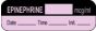 Anesthesia Label with Date, Time & Initial (Paper, Permanent) Epinephrine mcg/ml 1 1/2" x 1/2" Violet and Black - 1000 per Roll