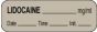 Anesthesia Label with Date, Time & Initial (Paper, Permanent) Lidocaine mg/ml 1 1/2" x 1/2" Gray - 1000 per Roll