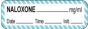 Anesthesia Label with Date, Time & Initial (Paper, Permanent) Naloxone mg/ml 1 1/2" 1 1/2" x 1/2" White with Blue - 1000 per Roll