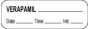 Anesthesia Label with Date, Time & Initial (Paper, Permanent) Verapamil 1 1/2" x 1/2" White - 1000 per Roll