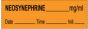 Anesthesia Tape with Date, Time & Initial (Removable) Neosynephrine mg/ml 1/2" x 500" - 333 Imprints - Orange - 500 Inches per Roll