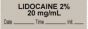 Anesthesia Tape with Date, Time & Initial (Removable) "Lidocaine 2% 20 mg/ml" 1/2" x 500" Gray - 333 Imprints - 500 Inches per Roll