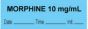 Anesthesia Tape with Date, Time & Initial (Removable) "Morphine 10 mg/ml" 1/2" x 500" Blue - 333 Imprints - 500 Inches per Roll