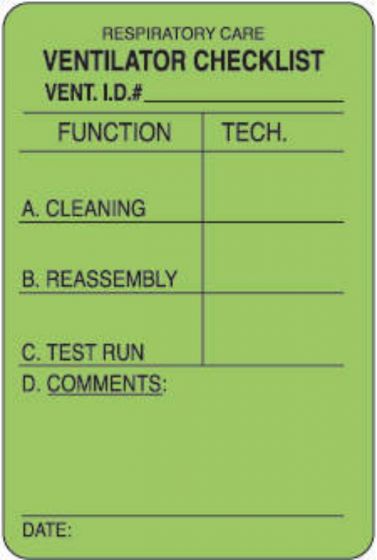 Label Paper Removable Respiratory Care 3" x 2", Fl. Green, 500 per Roll