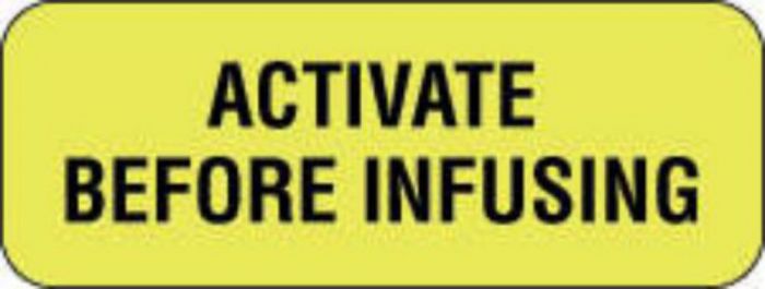 Communication Label (Paper, Permanent) Activate Before 2" x 3/4" Fluorescent Yellow - 1000 per Roll