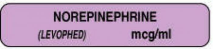 Anesthesia Label (Paper, Permanent) NorEpinephrine 1 1/2" x 1/3" Lilac - 1000 per Roll