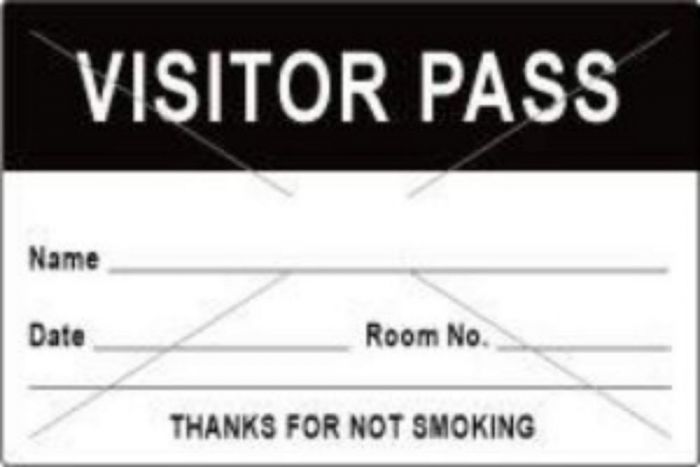 Visitor Pass Label Tamper-Evident Paper Permanent "Visitor Pass Name" 3" Core 3" x 2" Black, 1000 per Roll