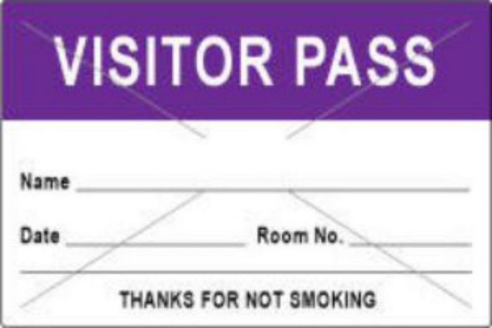 Visitor Pass Label Tamper-Evident Paper Permanent "Visitor Pass Name" 3" Core 3" x 2" Purple, 1000 per Roll