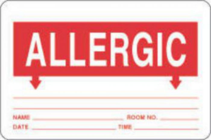 Label Paper Removable Allergic 3" x 2", White, 500 per Roll