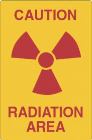 Hazard Label (Paper, Permanent) Caution Radiation 8"x5 1/4" Yellow - 50 Labels per Roll