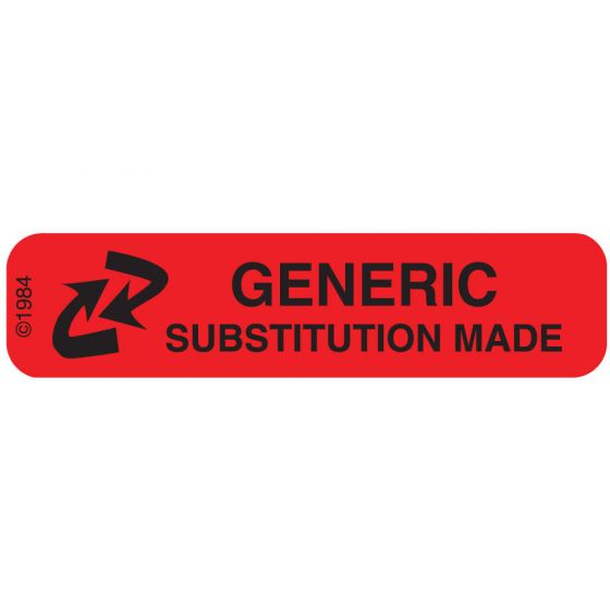 Communication Label (Paper, Permanent) Generic Sub 1 9/16" x 3/8" Red - 500 per Roll, 2 Rolls per Box