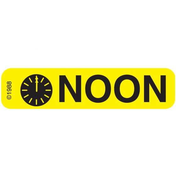 Communication Label (Paper, Permanent) Noon 1 9/16" x 3/8" Yellow - 500 per Roll, 2 Rolls per Box