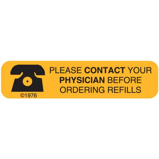 Communication Label (Paper, Permanent) Contact MD Before 1 9/16" x 3/8" Goldenrod - 500 per Roll, 2 Rolls per Box