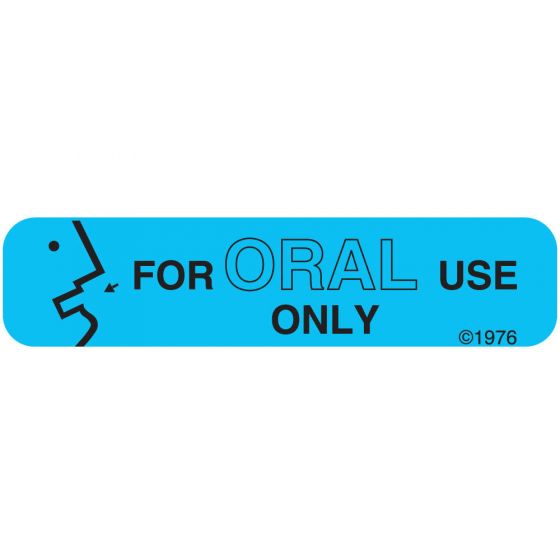 Communication Label (Paper, Permanent) For Oral Use only 1 9/16" x 3/8" Blue - 500 per Roll, 2 Rolls per Box