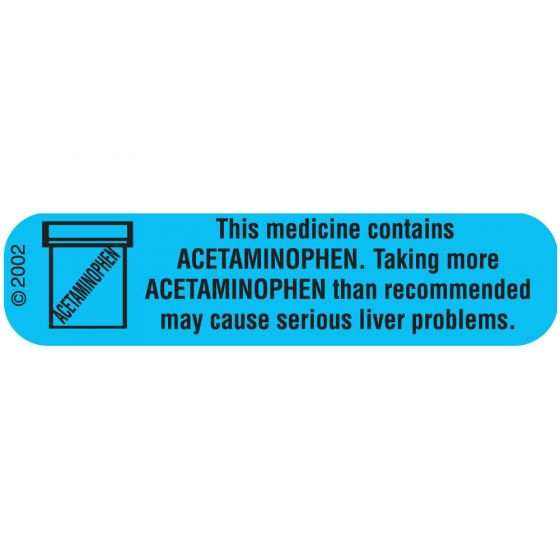 Communication Label (Paper, Permanent) Medication Contains 1 9/16" x 3/8" Blue - 500 per Roll, 2 Rolls per Box