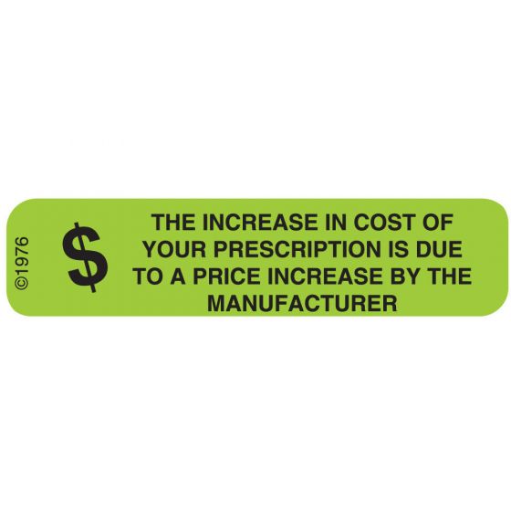 Communication Label (Paper, Permanent) The Increase In 1 9/16" x 3/8" Green - 500 per Roll, 2 Rolls per Box