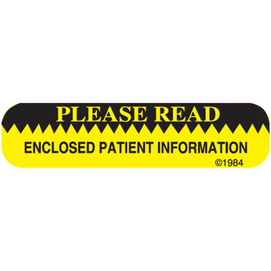 Communication Label (Paper, Permanent) Please Read 1 9/16" x 3/8" Yellow - 500 per Roll, 2 Rolls per Box