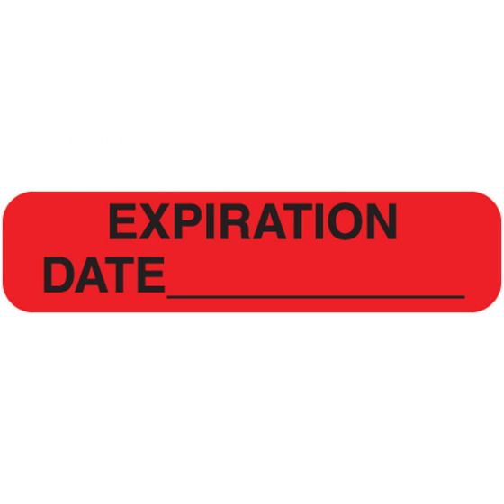 Communication Label (Paper, Permanent) Expiration Date 1 9/16" x 3/8" Red - 500 per Roll, 2 Rolls per Box