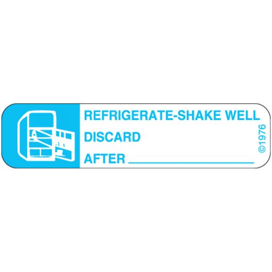 Communication Label (Paper, Permanent) Refrigerate Shake Well 1 9/16" x 3/8" White - 500 per Roll, 2 Rolls per Box