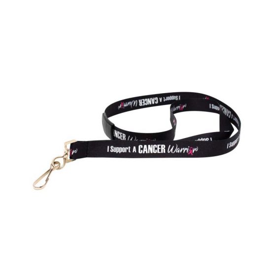 5/8" "I Support Cancer Warrior" Black Lanyard