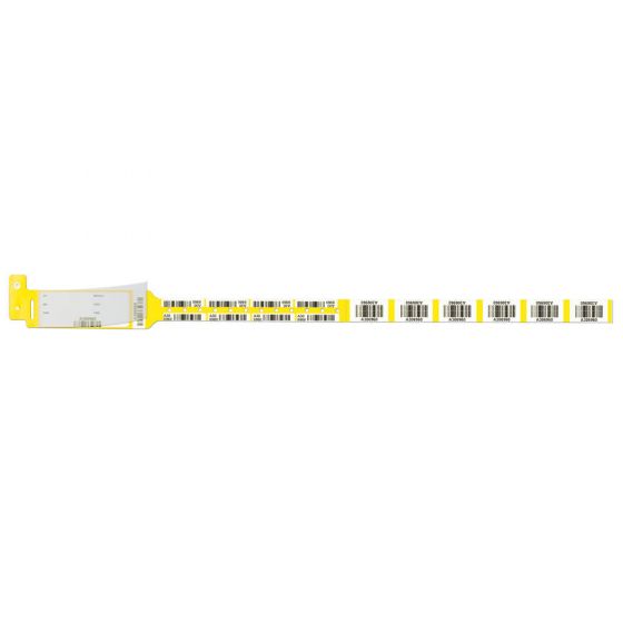 SECURLINE® BLOOD WRISTBAND POLY SYNTHETIC HYBRID, SERIALIZED BARCODE WRITE-ON/LABEL WITH SHIELD, LARGE FONT 3 1/4" X 11" ADULT YELLOW - 150 BANDS PER BOX