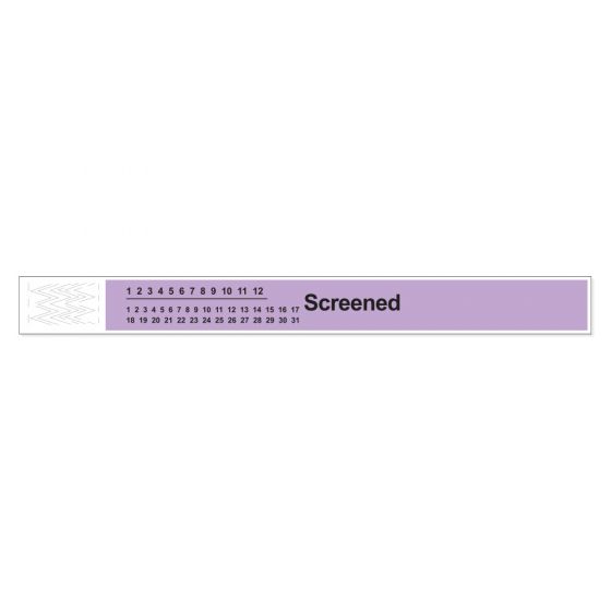 Short Stay® Alert Bands® Tyvek® "Screened" Pre-printed, 1" x 10" Adult/Pediatric Lavender, 1000 per Box