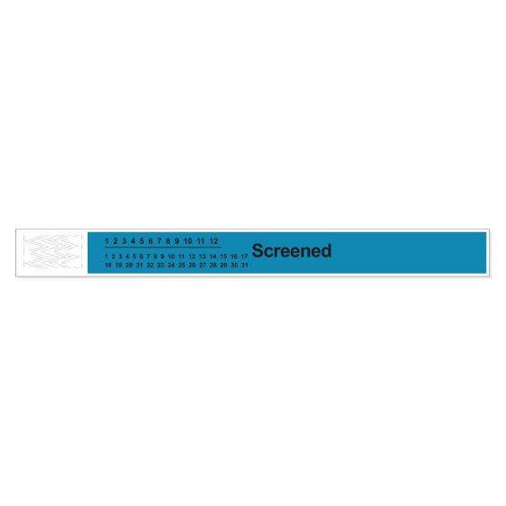 Short Stay® Alert Bands® Tyvek® "Screened" Pre-printed, 1" x 10" Adult/Pediatric Teal, 1000 per Box