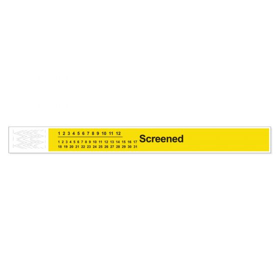 Short Stay® Alert Bands® Tyvek® Wristband "Screened" Pre-printed, 1" x 10" Adult/Pediatric Yellow, 1000 per Box