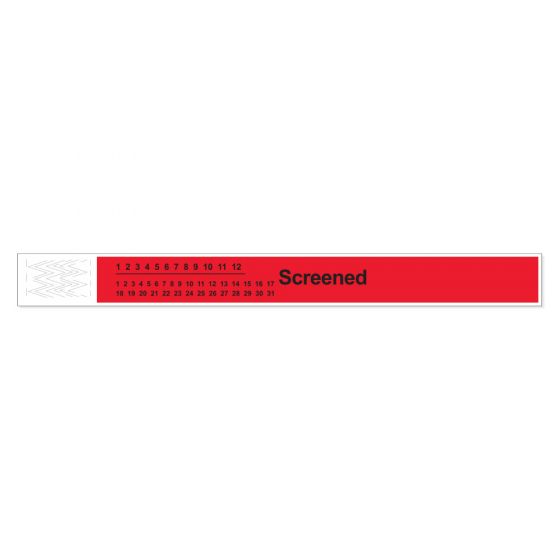 Short Stay® Alert Bands® Tyvek® "Screened" Pre-printed, 1" x 10" Adult/Pediatric Red, 1000 per Box