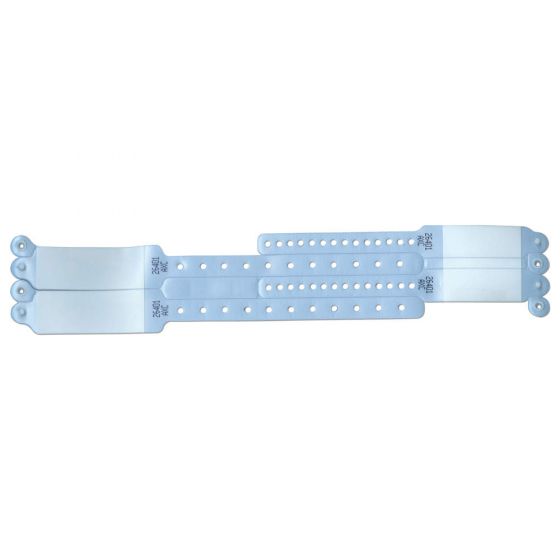 Speedi-Print® Imprinter Wristband Vinyl x 9-1/4" L x 1" H (Adult) 6 -1/2" L x 3/4" H (Infant) Light Blue, 400 per Box