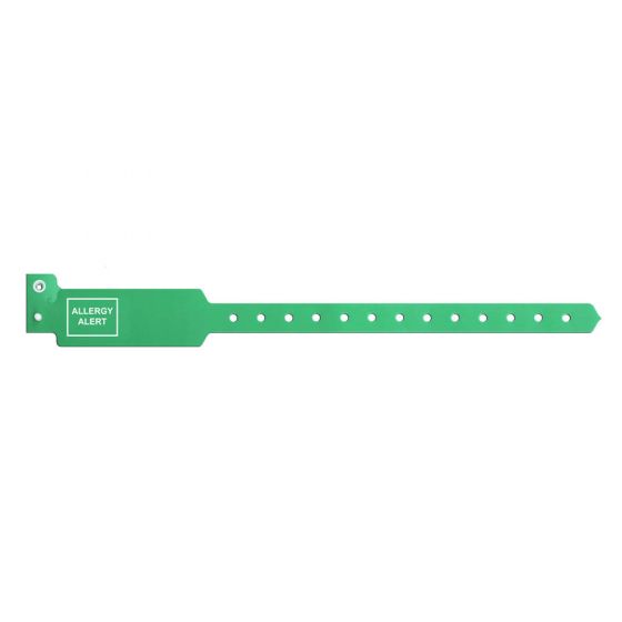 SENTRY ALERT WRISTBAND POLY "ALLERGY ALERT" PRE-PRINTED 1" X 10 1/4" ADULT/PEDIATRIC KELLY GREEN - 250 PER BOX 