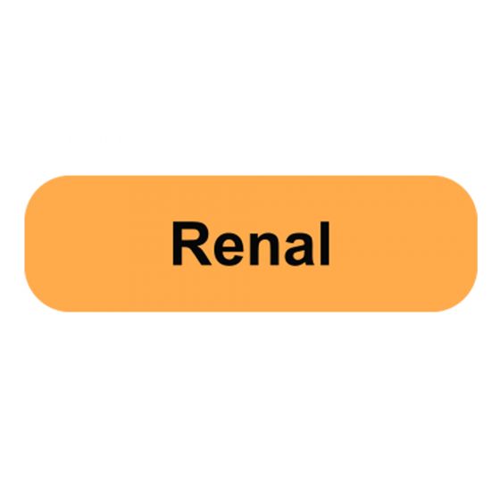 Label Paper Permanent Renal 1 1/4" x 3/8", Fl. Orange, 1000 per Roll