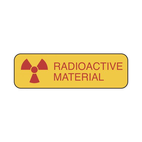 Hazard Label (Paper, Permanent) Radioactive Material 1 1/4"x3/8" Yellow - 1000 Labels per Roll