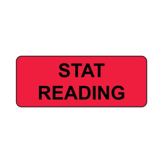 Lab Communication Label (Paper, Permanent) Stat Reading  2 1/4"x7/8" Fluorescent Red - 1000 per Roll