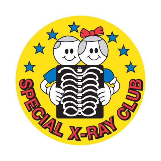 Label Pediatric Award Sticker Paper Permanent Special X-Ray Club Yellow, 250 per Roll