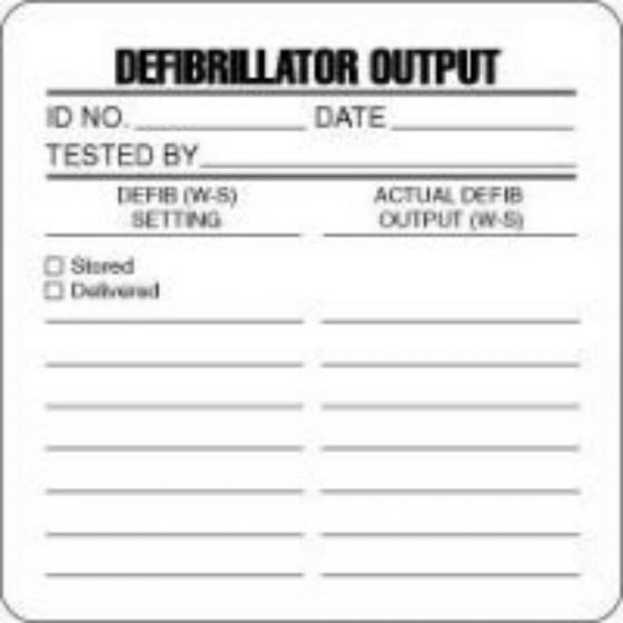 Label Paper Permanent Defibrillator Output  2 1/2"x2 1/2" White 500 per Roll