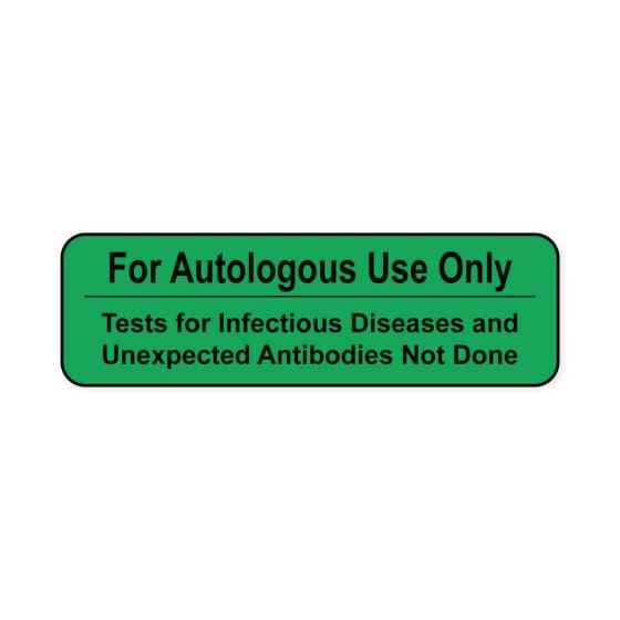 Lab Communication Label (Paper, Permanent) for Autologous Use  2 7/8"x7/8" Fluorescent Green - 1000 per Roll