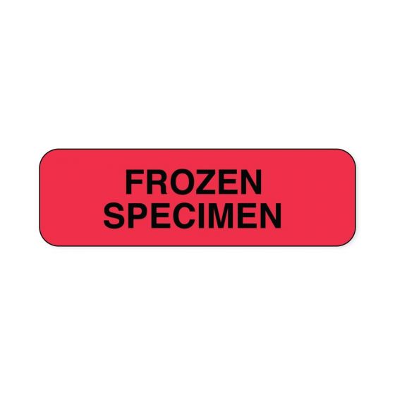 Lab Communication Label (Paper, Permanent) Frozen Specimen  1 1/4"x3/8" Fluorescent Red - 1000 per Roll