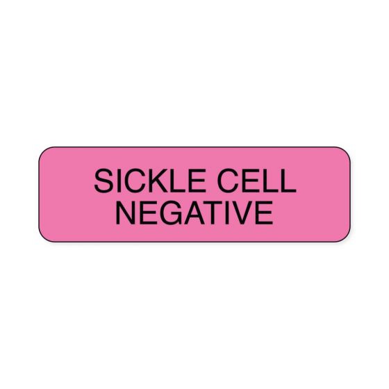 Lab Communication Label (Paper, Permanent) Sickle Cell Negative  1 1/4"x3/8" Fluorescent Pink - 1000 per Roll