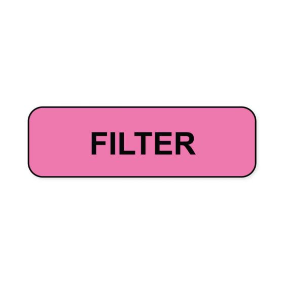 Lab Communication Label (Paper, Permanent) Filter  1 1/4"x3/8" Fluorescent Pink - 1000 per Roll