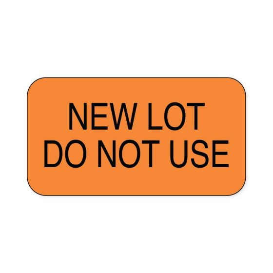 Lab Communication Label (Paper, Permanent) New Lot Do Not Use  1 5/8"x7/8" Fluorescent Orange - 1000 per Roll