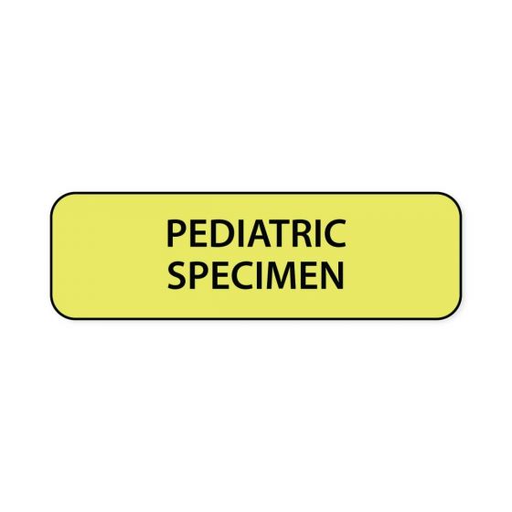 Lab Communication Label (Paper, Permanent) Pediatric Specimen  1 1/4"x3/8" Fluorescent Yellow - 1000 per Roll