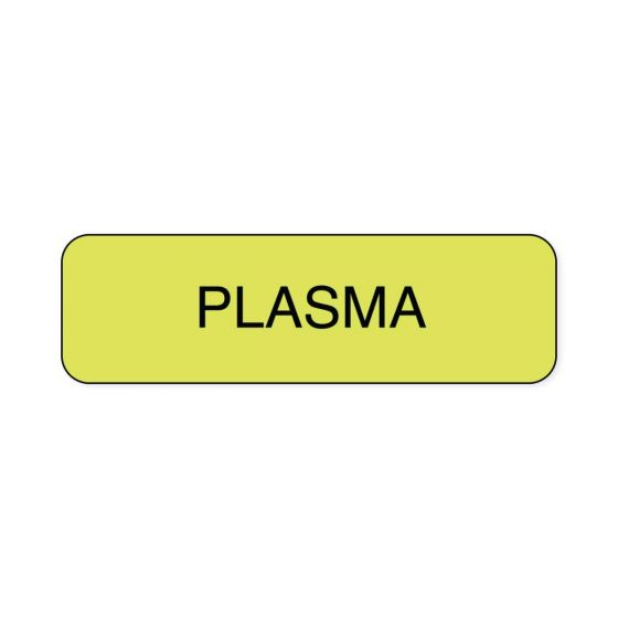 Lab Communication Label (Paper, Permanent) Plasma  1 1/4"x3/8" Fluorescent Yellow - 1000 per Roll