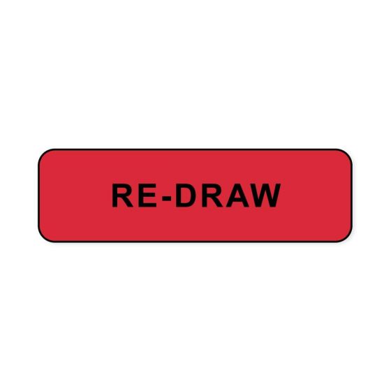 Lab Communication Label (Paper, Permanent) Re-draw  1 1/4"x3/8" Fluorescent Red - 1000 per Roll